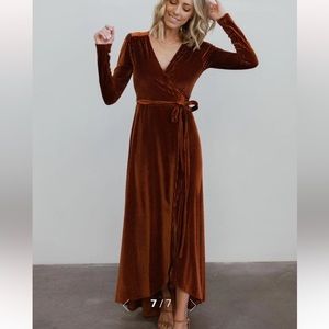Baltic Born Jada Ribbed Velvet Wrap Dress
